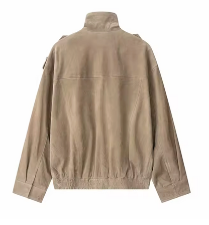 Taupe Suede Herfstjas – Tijdloze Elegantie & Comfort